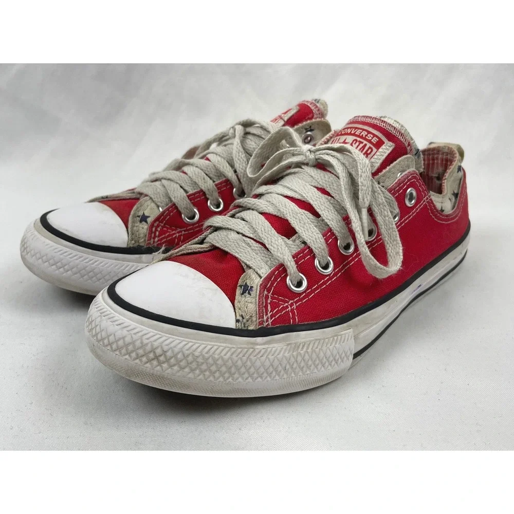Converse Chuck Taylor All Star Junior 5 Red Double Tongue Stars Canvas Sneaker